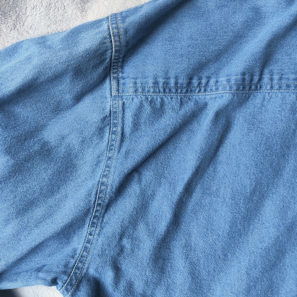 VTG Big Sur International Marathon Mens L Denim Shirt Button Down Embroidered - Picture 11 of 13